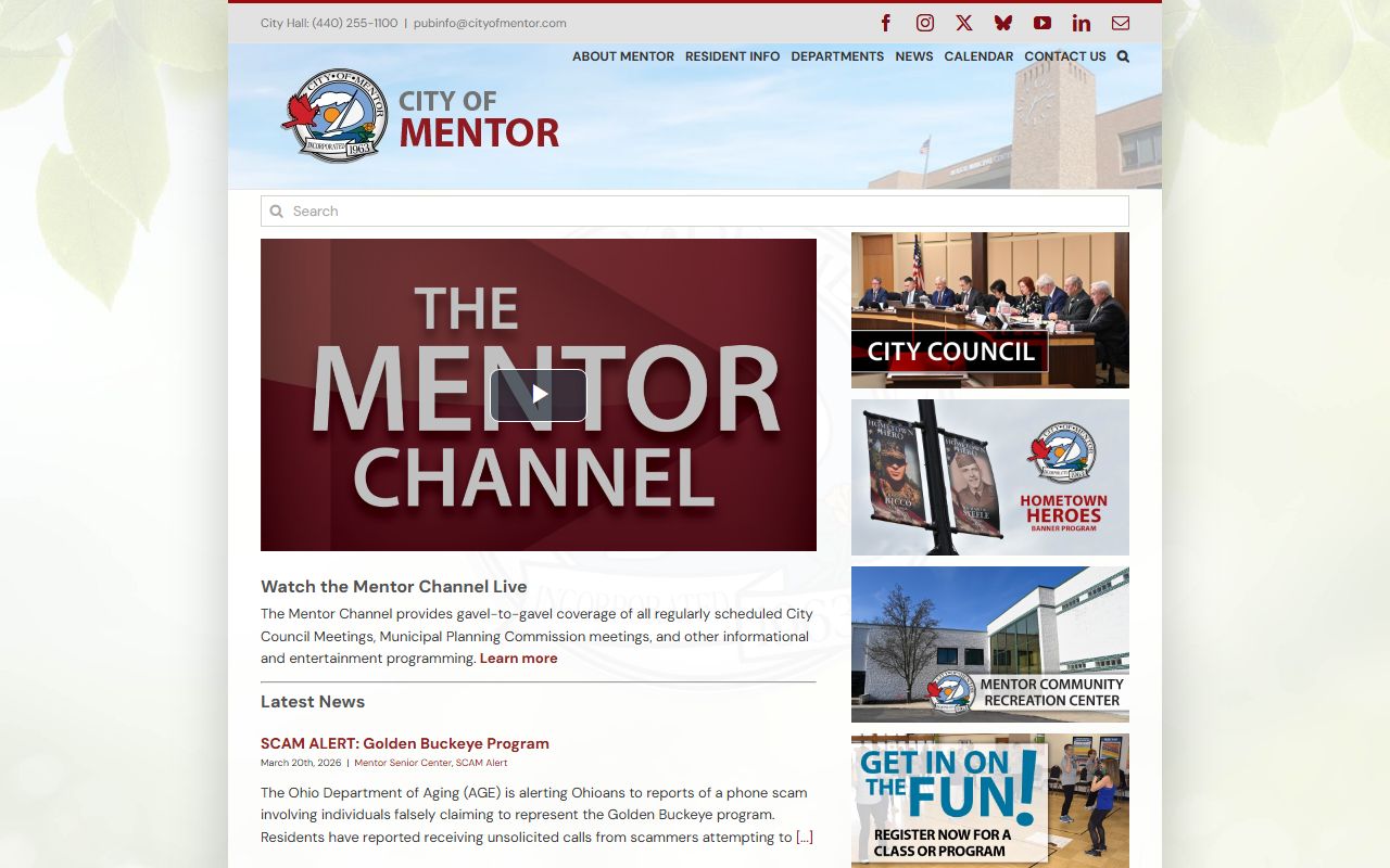 City of Mentor website for Mentor bankruptcy records