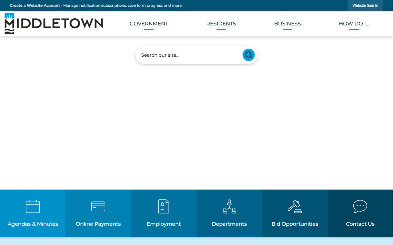 City of Middletown website for Middletown bankruptcy records