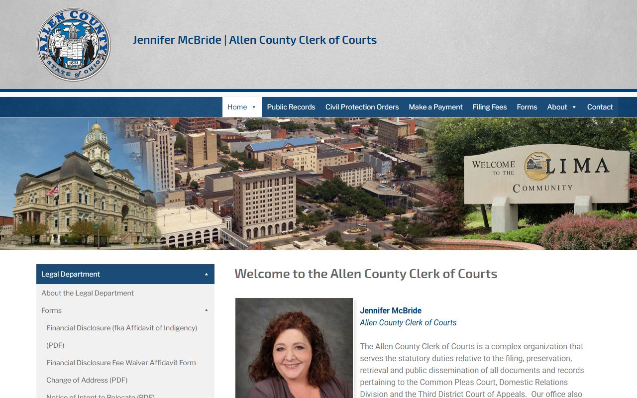 Allen County Clerk of Courts homepage for Allen County bankruptcy records