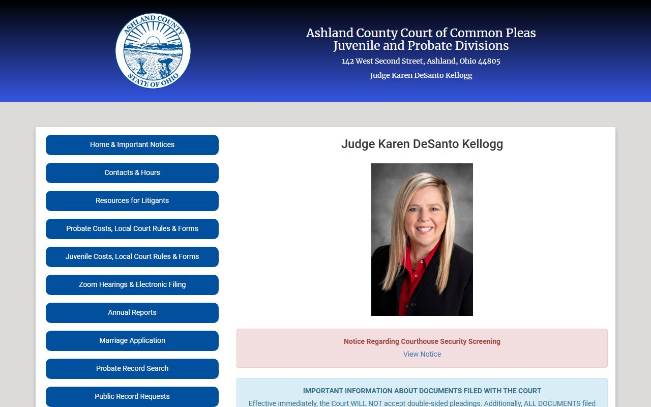 Ashland County Juvenile Probate Court for Ashland County bankruptcy records