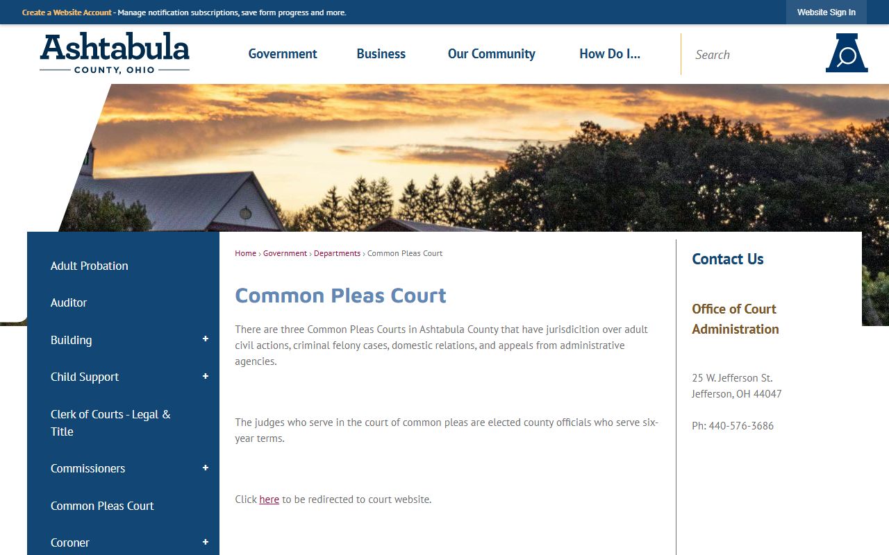 Ashtabula County Common Pleas Court for Ashtabula County bankruptcy records