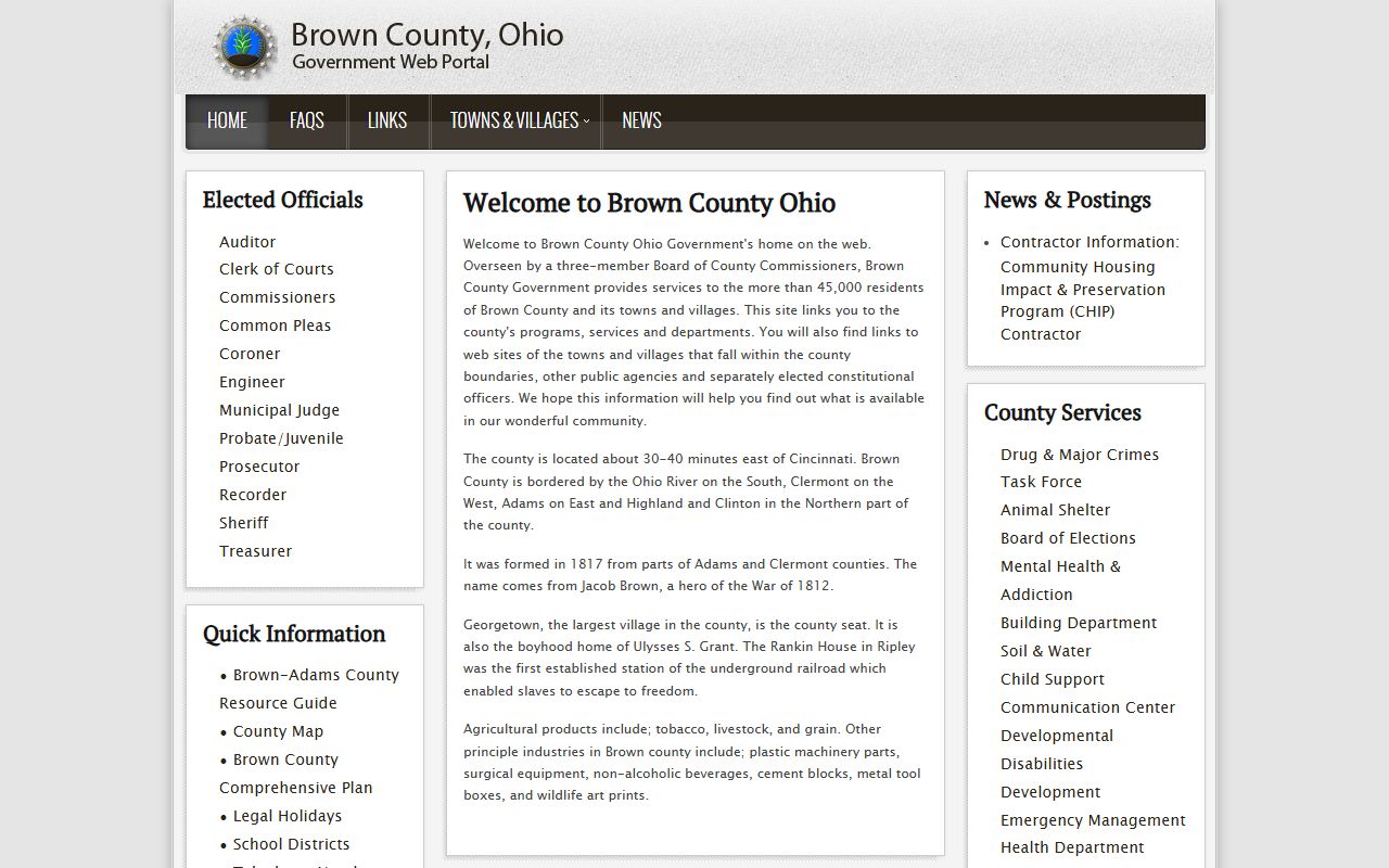 Brown County government website for Brown County bankruptcy records