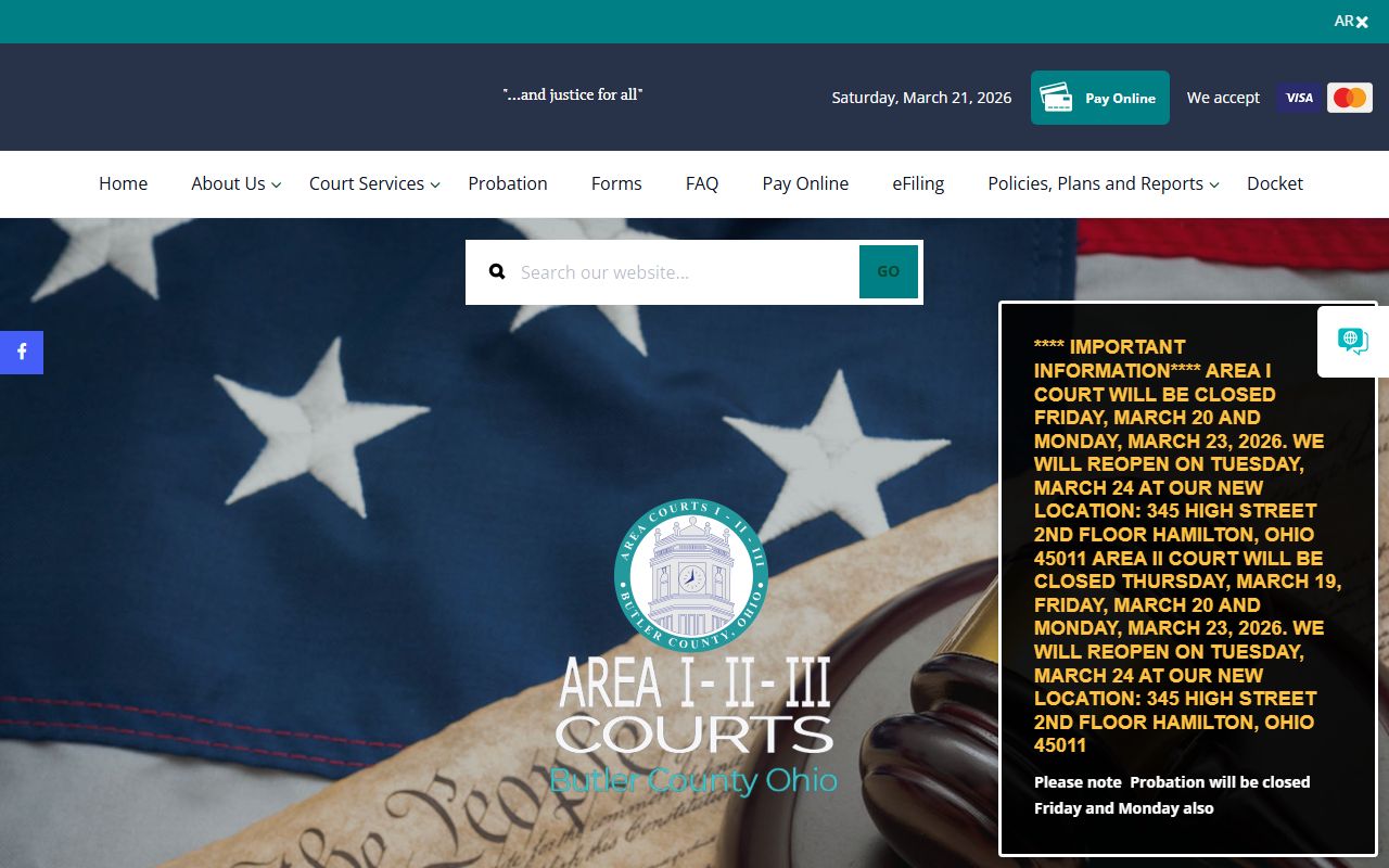 Butler County Area Courts page for Butler County bankruptcy records