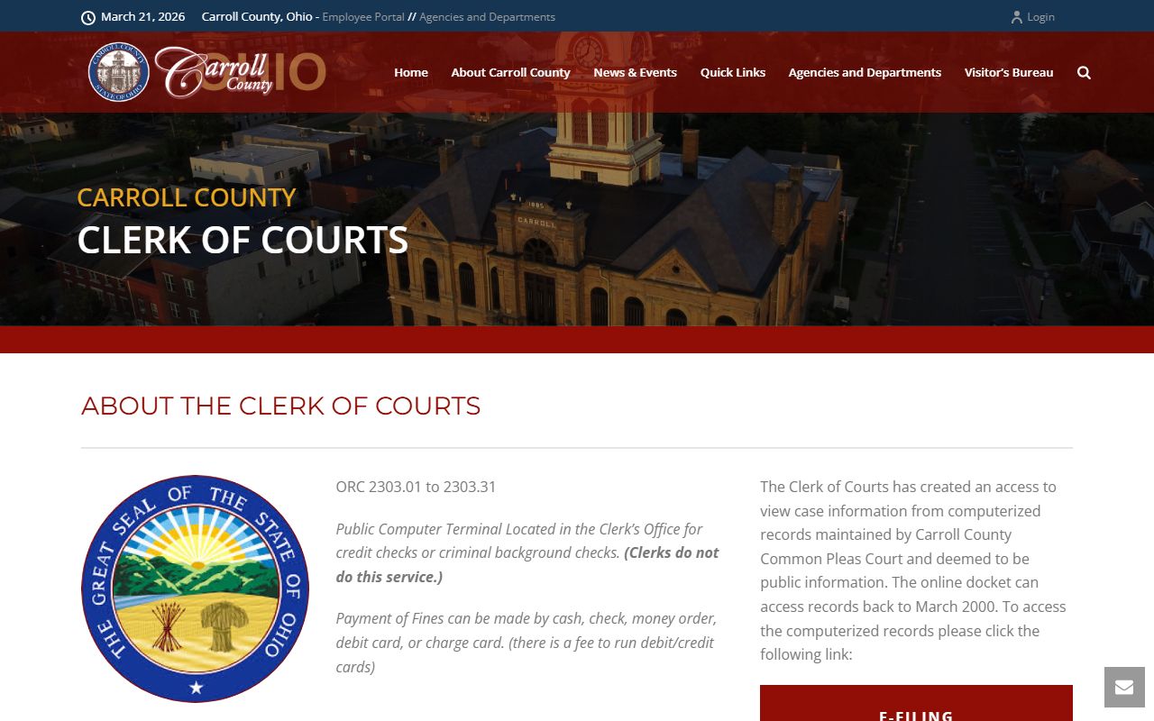 Carroll County Clerk of Courts for Carroll County bankruptcy records