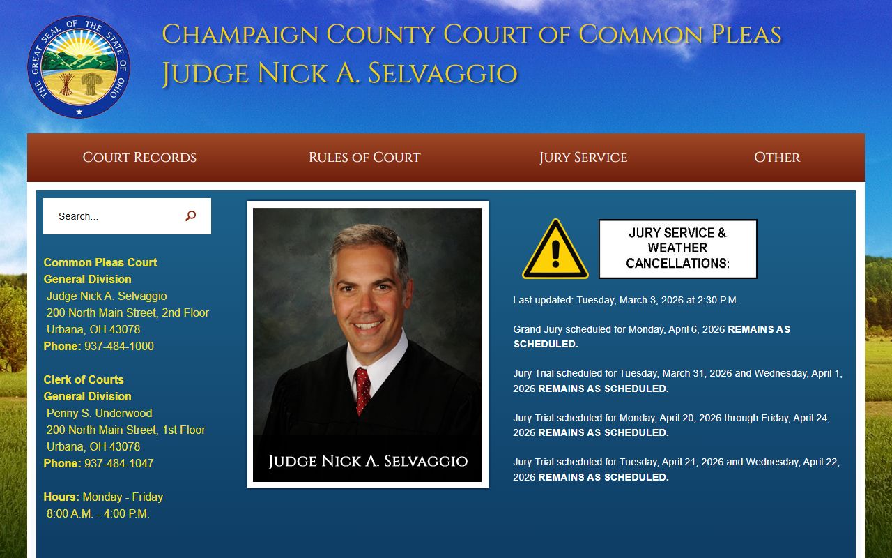Champaign County Common Pleas Court for Champaign County bankruptcy records