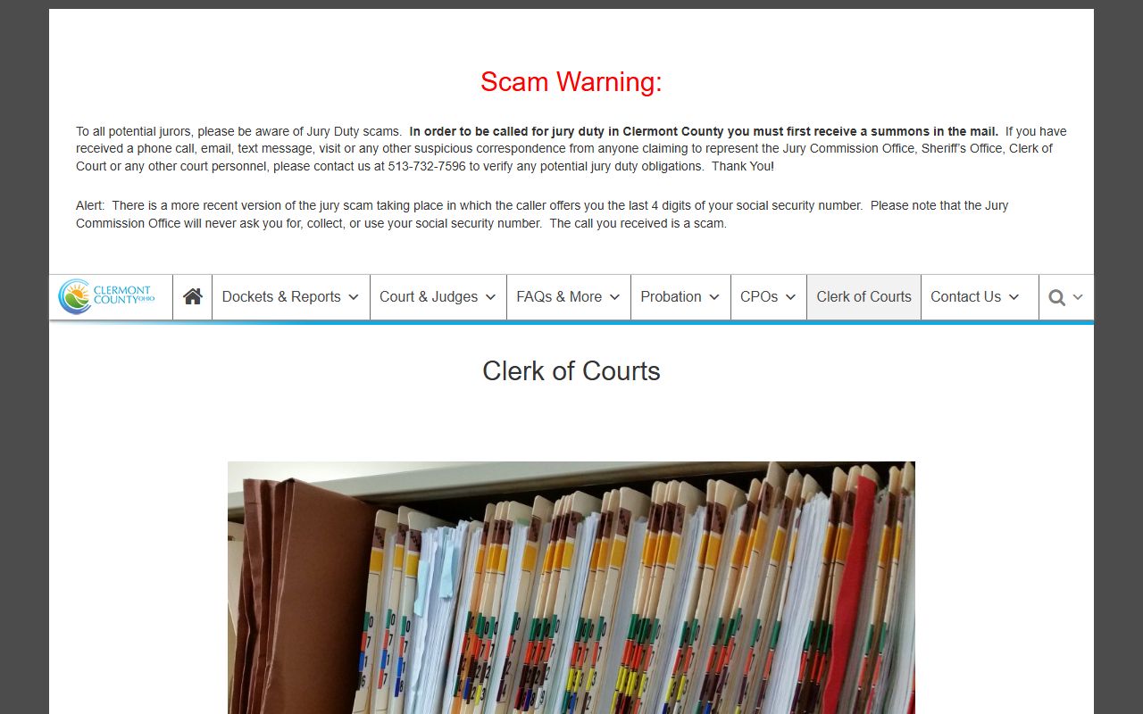 Clermont County Clerk of Courts for Clermont County bankruptcy records