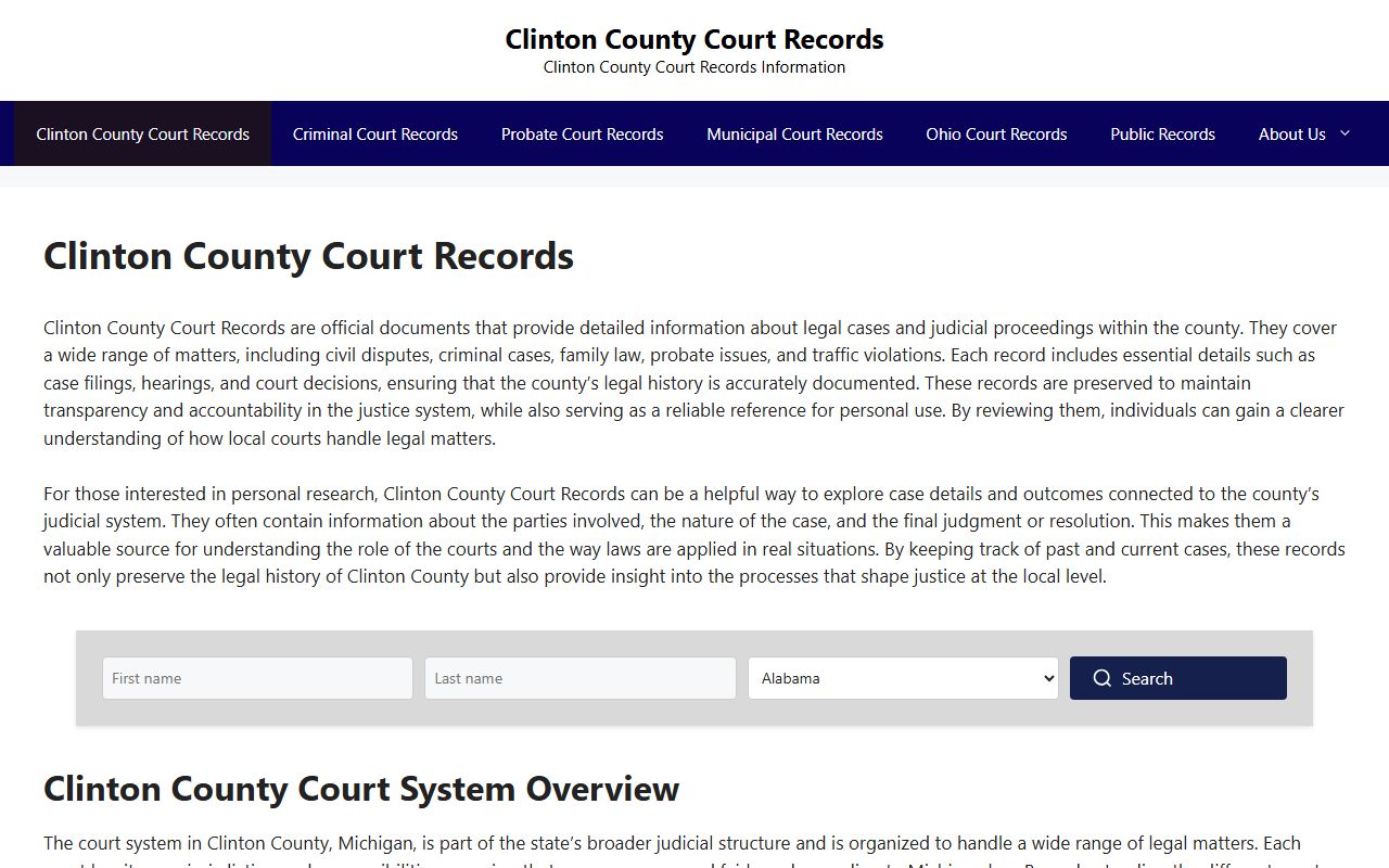 Clinton County court records for Clinton County bankruptcy records research
