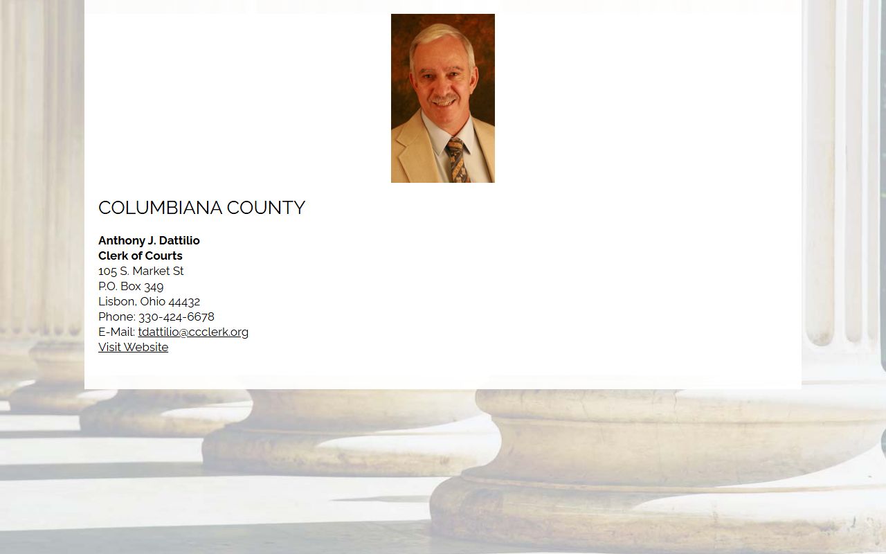 Columbiana County clerk information for Columbiana County bankruptcy records
