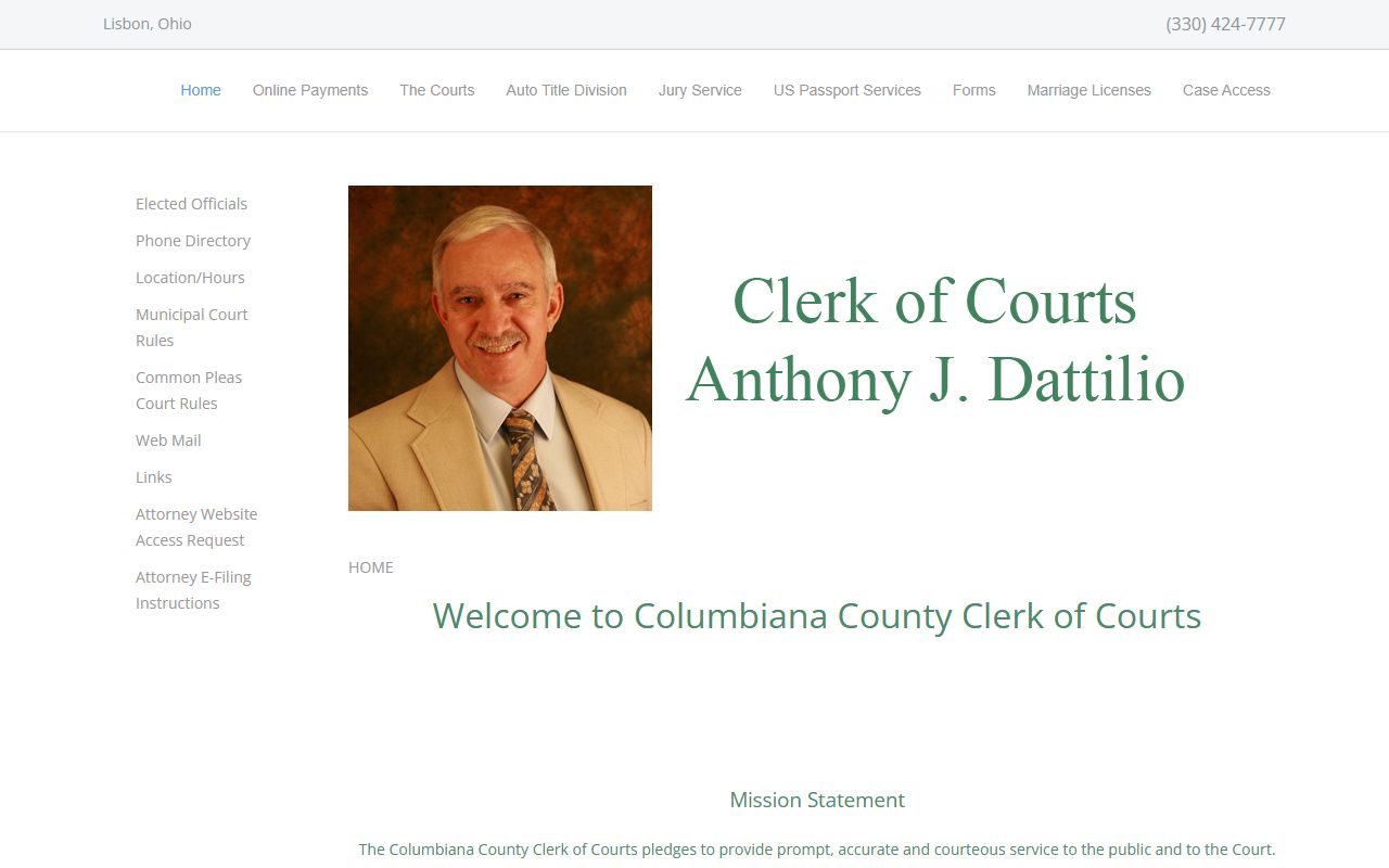 Columbiana County Clerk of Courts for Columbiana County bankruptcy records