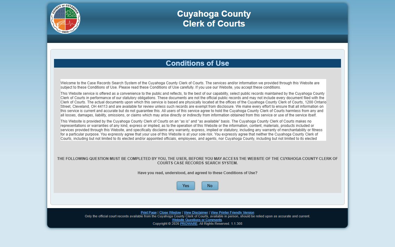 Clerk of Courts docket Cuyahoga County bankruptcy records