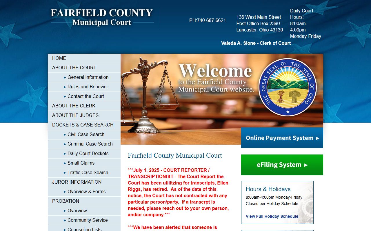 Fairfield County Municipal Court for Fairfield County bankruptcy records research