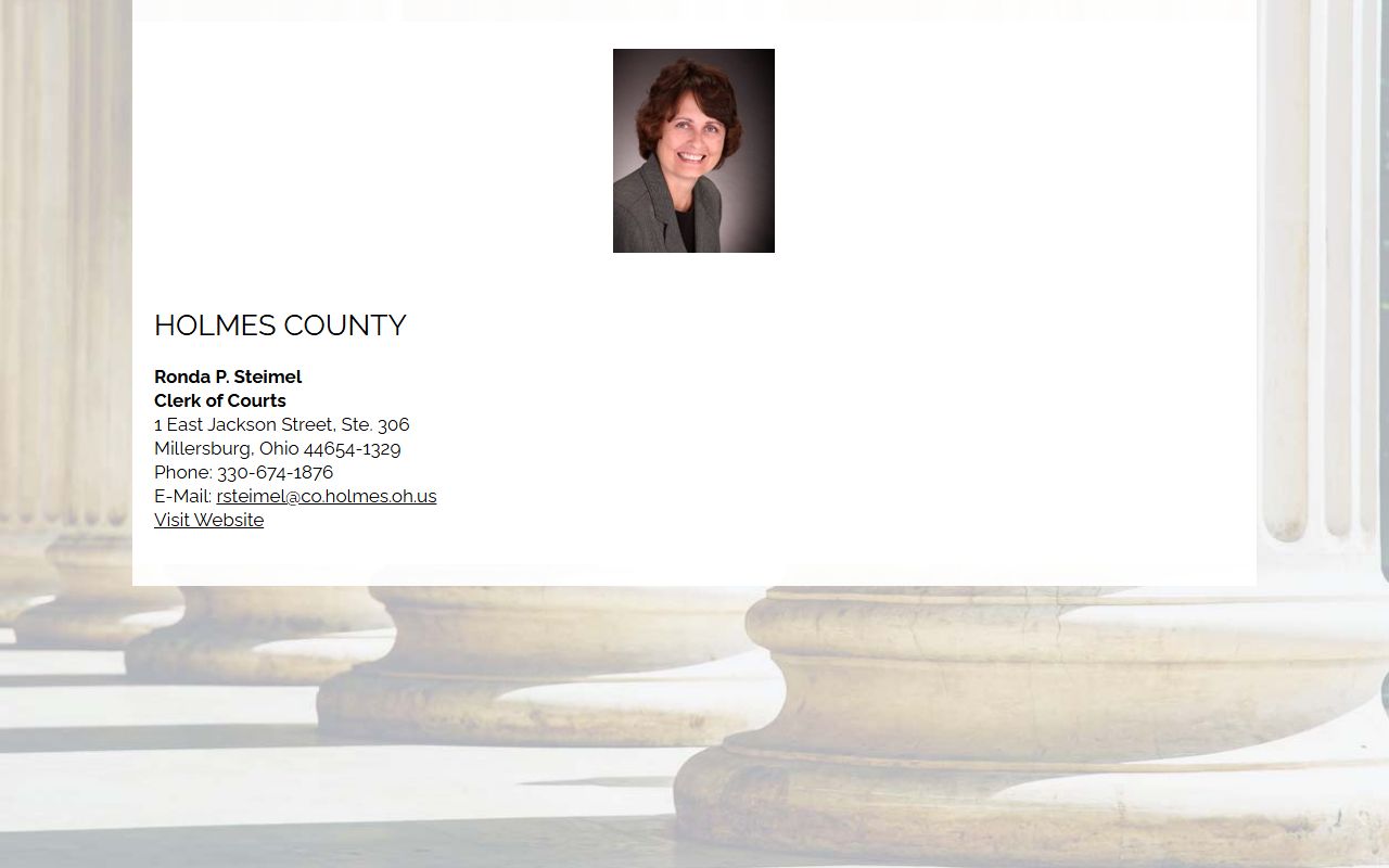 Clerk information Holmes County bankruptcy records