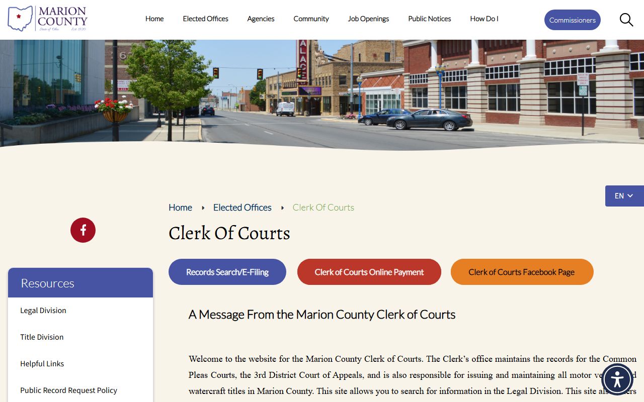 Marion County Clerk of Courts page for Marion County bankruptcy records