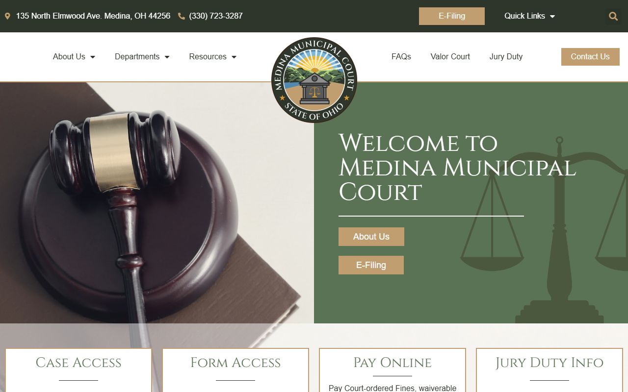 Medina Municipal Court page for Medina County bankruptcy records