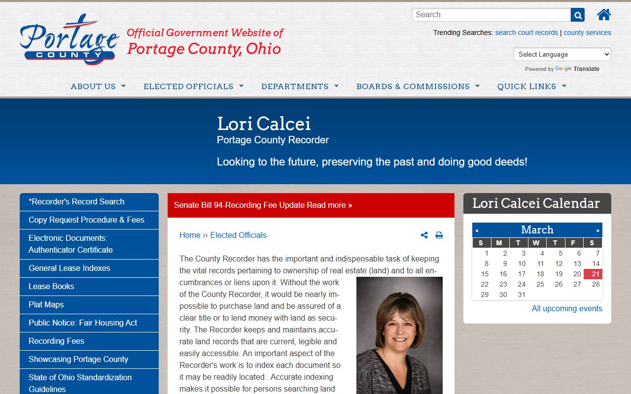 Portage County Recorder Office for Portage County bankruptcy records research