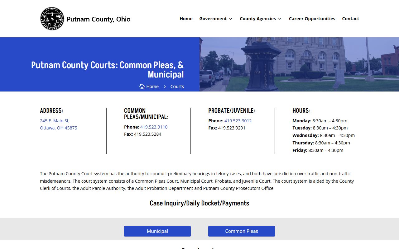 Putnam County Clerk of Courts for Putnam County bankruptcy records