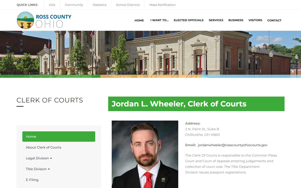 Ross County Clerk of Courts page for Ross County bankruptcy records