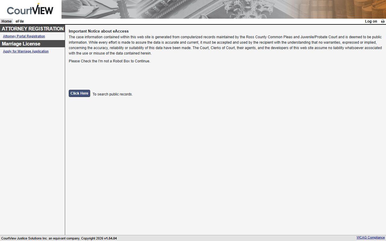 Ross County online records portal for Ross County bankruptcy records research