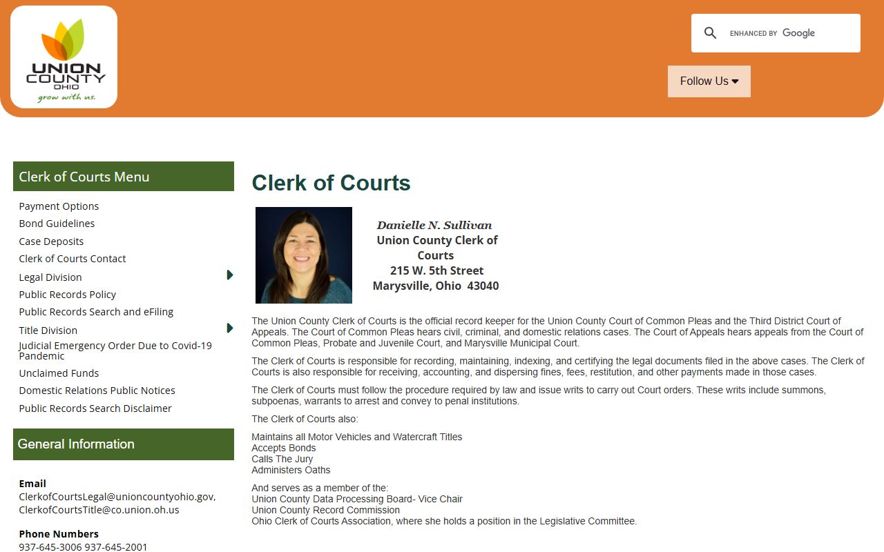 Clerk of Courts Union County bankruptcy records