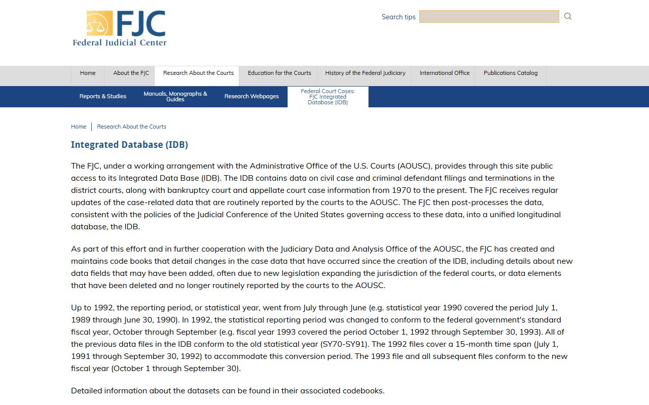 Federal Judicial Center IDB for Ohio bankruptcy records research